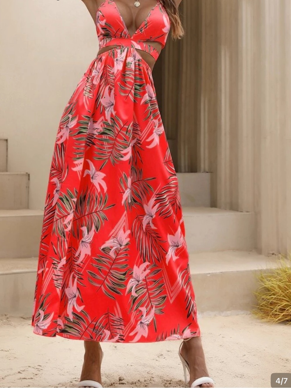 Tropical Red Floral Maxi Skirt